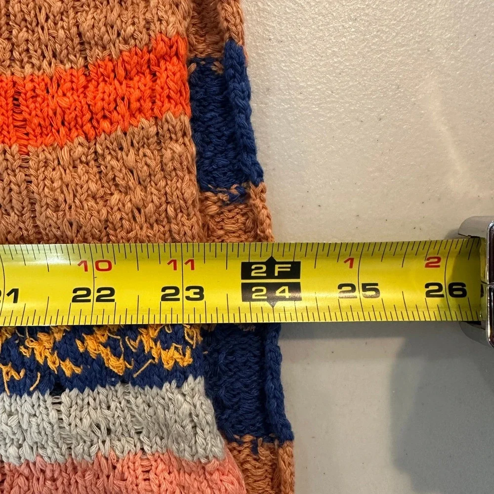 Free People Striped Knit Oversized Sweater Top Orange Pink‎ Blue Size S